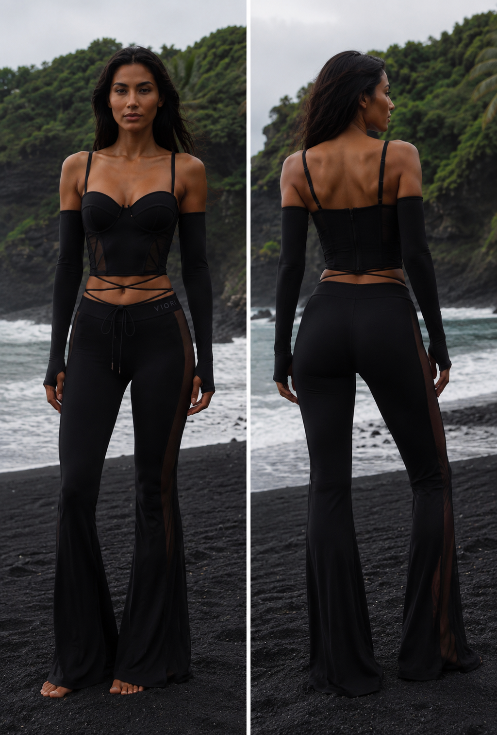 VIORI Mesh Flare Pants – Black