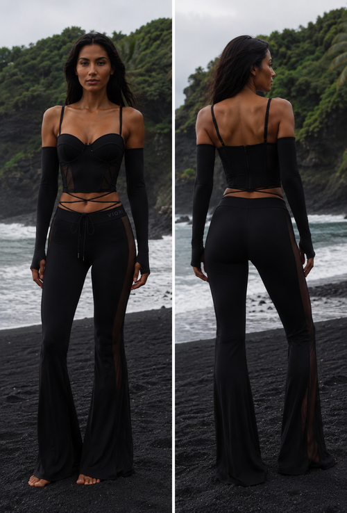 VIORI Mesh Flare Pants – Black